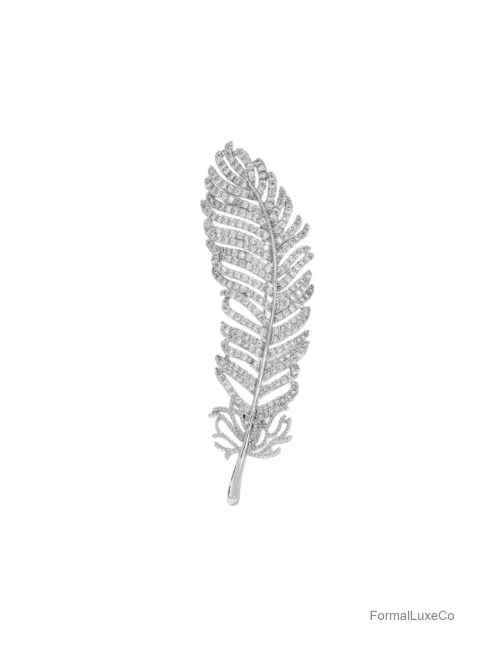 14K Gold Moissanite Feather Brooch Pin for Women Suit Shawl Scarf Clasp